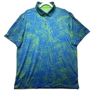 Good Good Golf Polo Mens XL Blue Green Gulf Breeze Palm Performance Short Sleeve